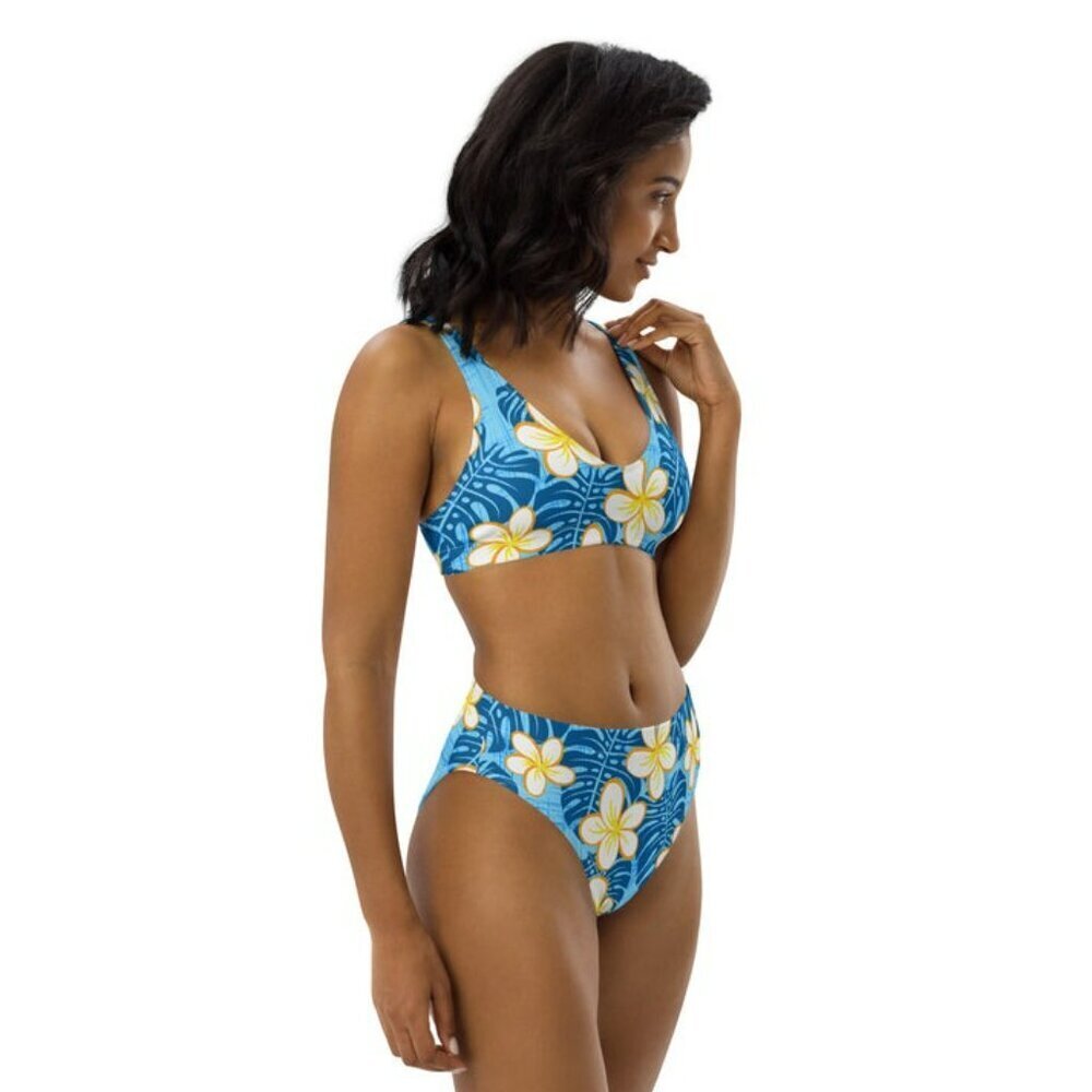 Madtropic Innabloo Mood Recycled High Waisted Bikini Blue Floral Size M